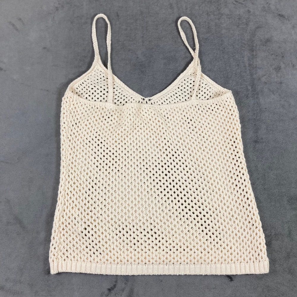LAGENCE Cream Open Knit Crochet Camisole Tank Top Small Ivory Cotton Blend - Picture 4 of 7